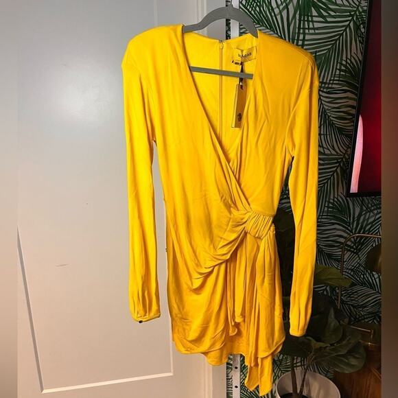 NWT DUNDAS Beau Wrap Dress Yellow Size 2 MSRP $1250 - Picture 5 of 11